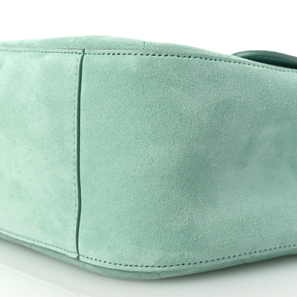 Suede Calfskin Small Souplissimo Maxi Flap Green