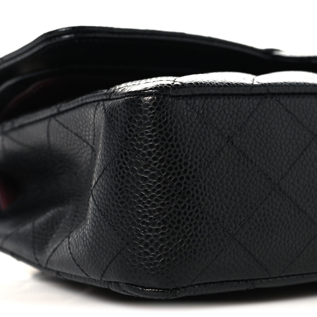 Caviar Quilted Medium Double Flap Black
