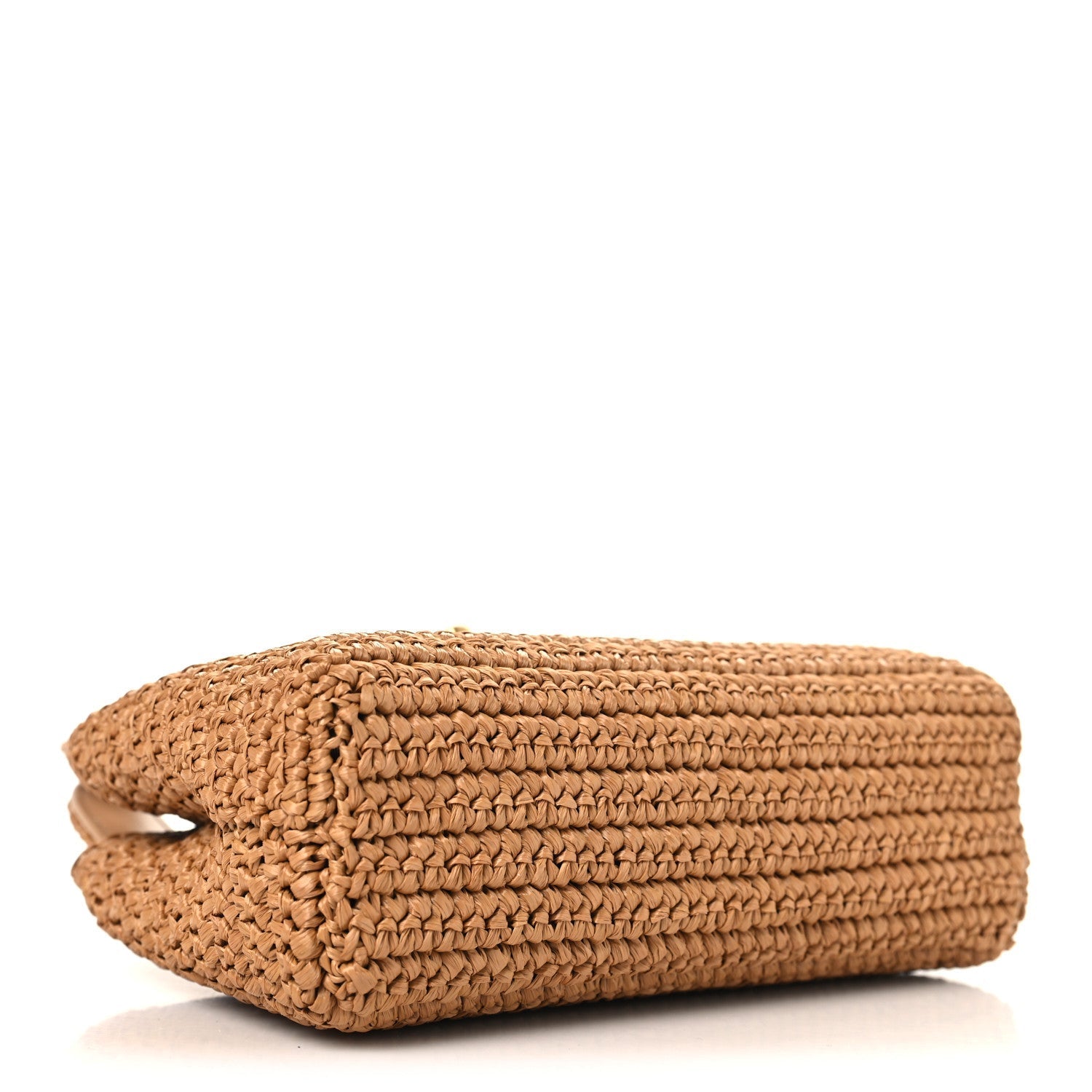 Braided Raffia Nano Kelly Flap Bag Dark Beige