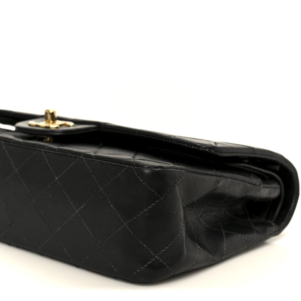 Lambskin Quilted Medium Double Flap Black