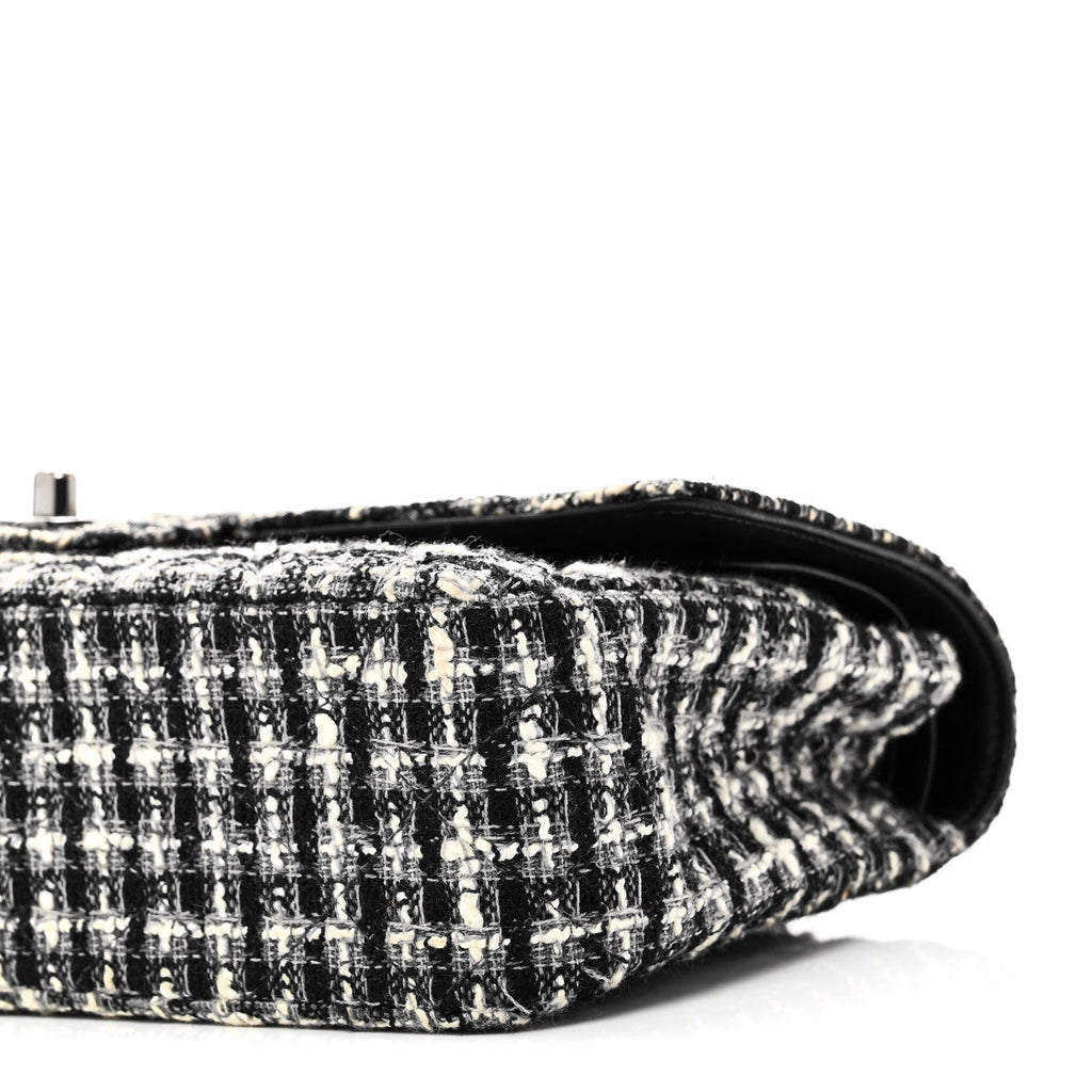 Tweed Quilted Medium Double Flap Black