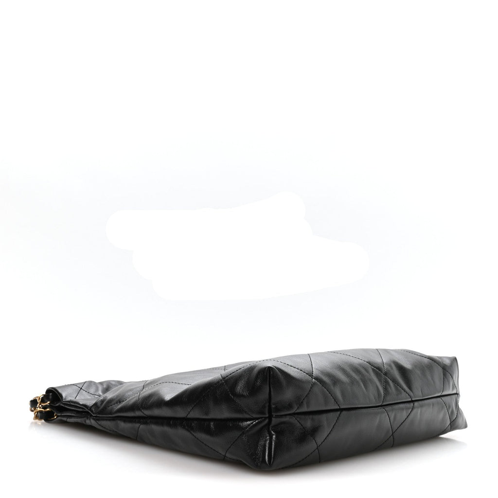 Shiny Calfskin Quilted Small Chanel 22 Black