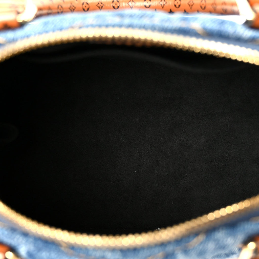 Denim Calfskin Reverse Monogram Malletage Alma BB Blue
