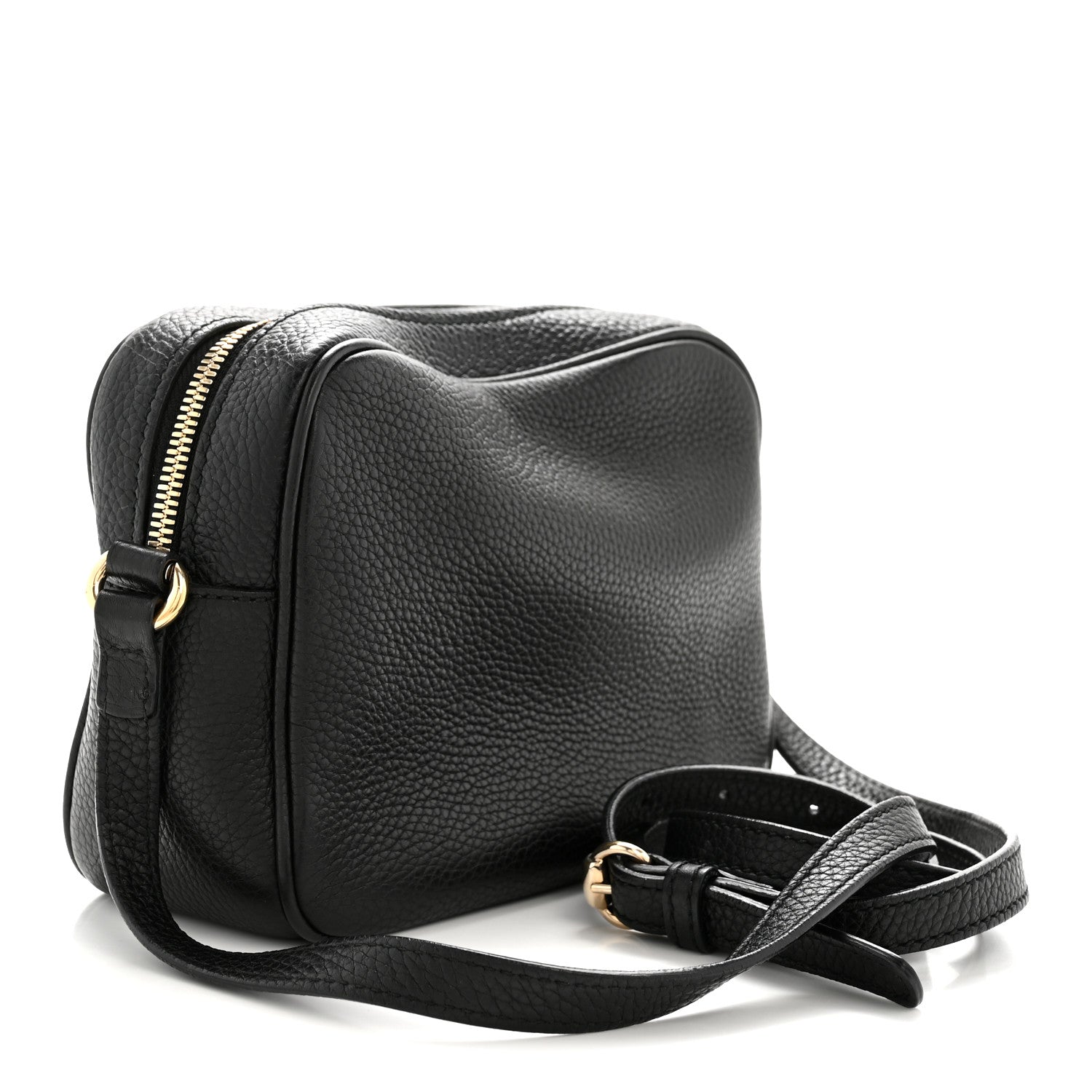 Pebbled Calfskin Small Soho Disco Bag Black
