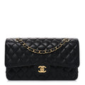 Caviar Quilted Medium Double Flap Black