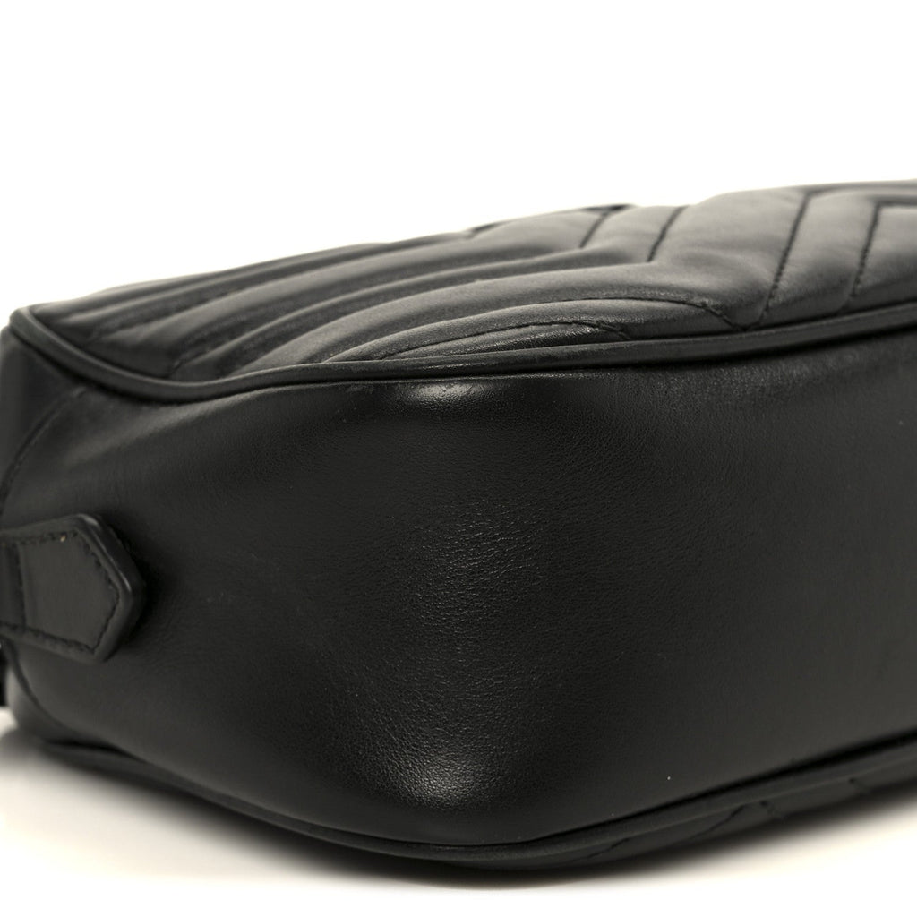 Calfskin Matelasse Monochrome Small GG Marmont Chain Shoulder Bag Black