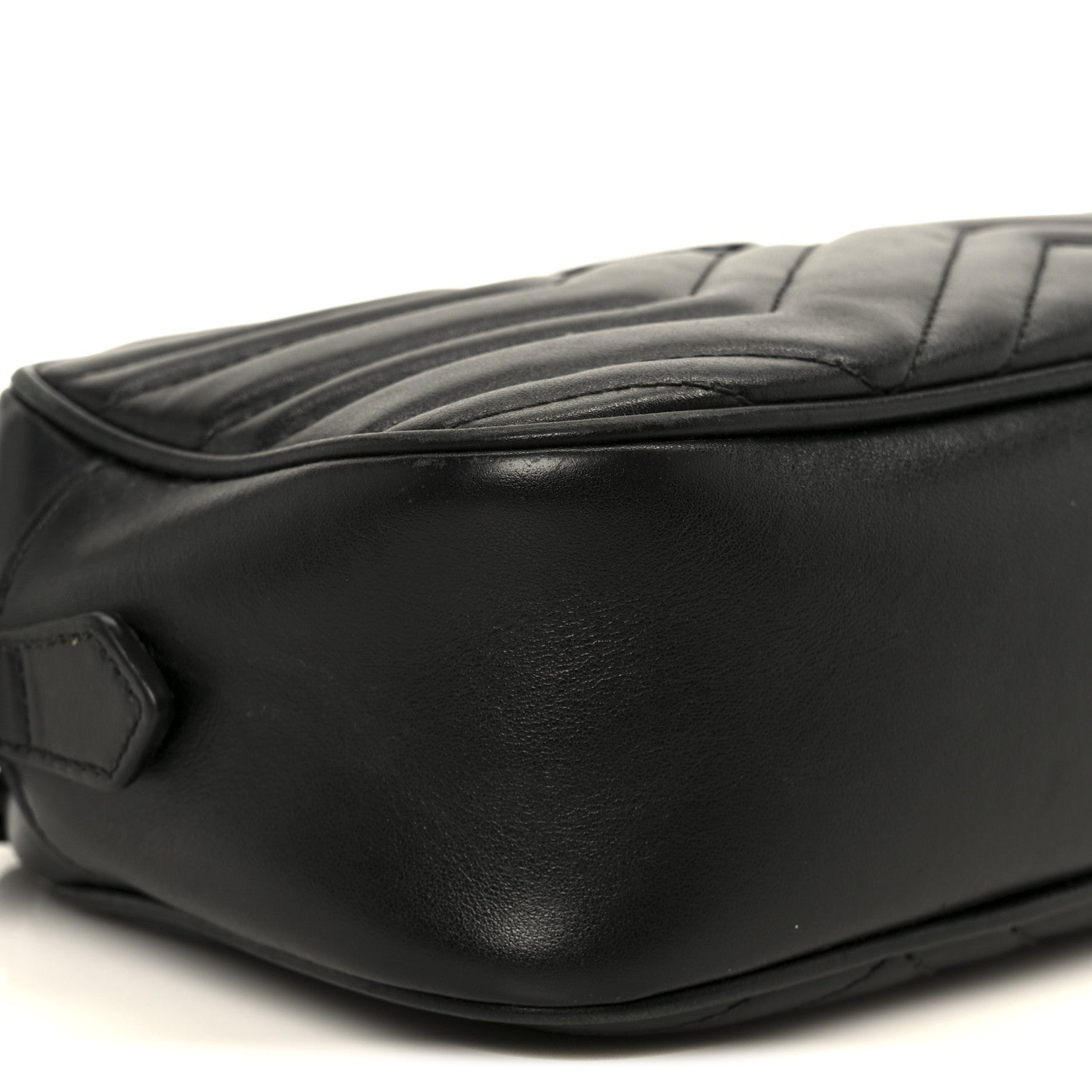 Calfskin Matelasse Monochrome Small GG Marmont Chain Shoulder Bag Black