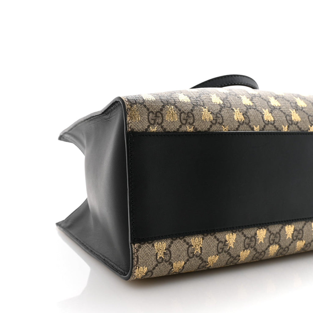 GG Supreme Monogram Bees Medium Padlock Tote Beige Oro Black