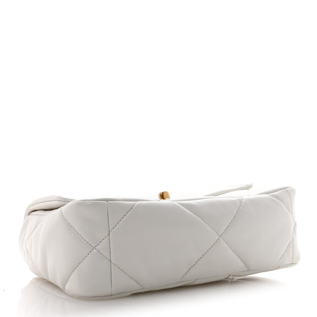 Goatskin Quilted Medium Chanel 19 Flap White