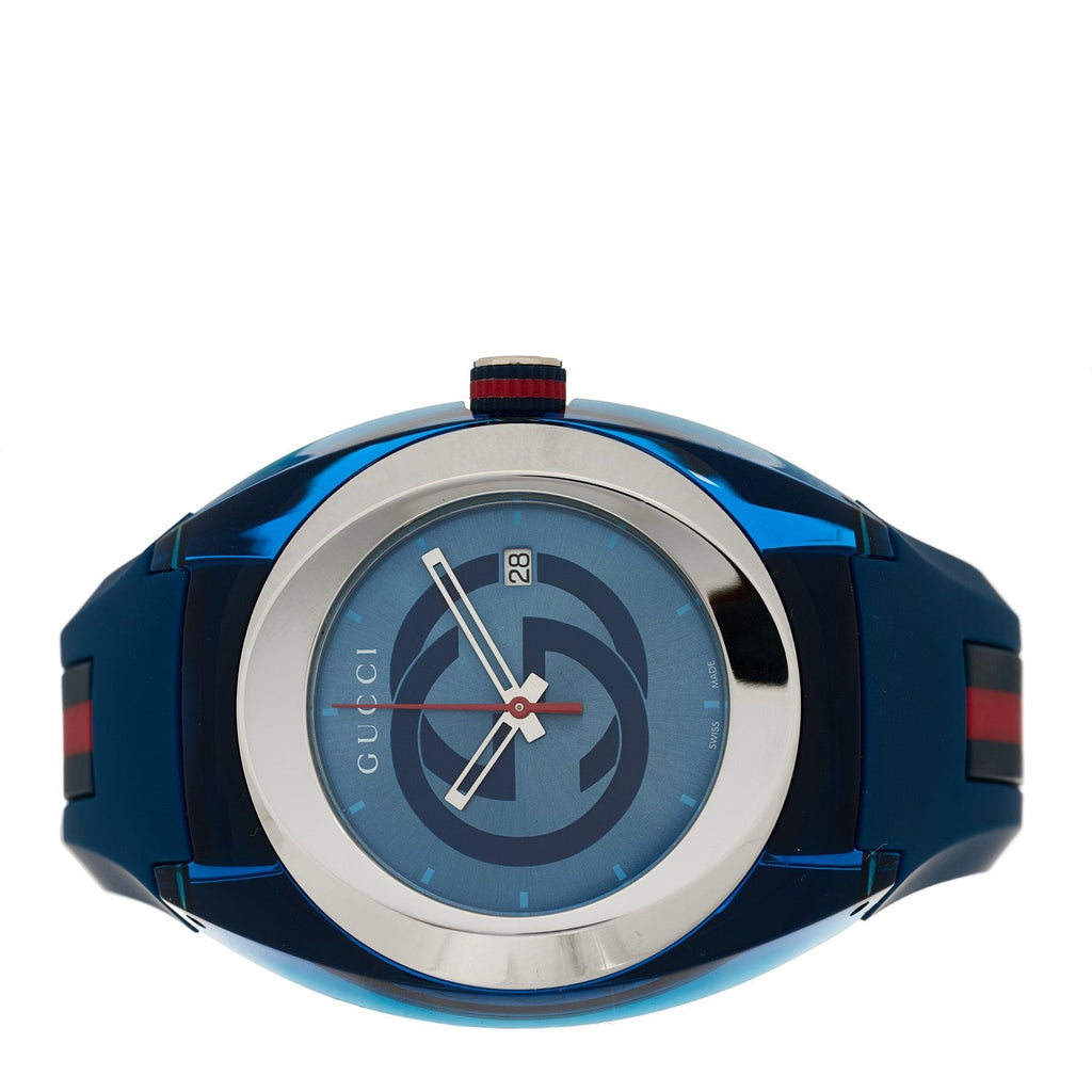Stainless Steel Rubber 46mm Sync Web Quartz Watch Blue