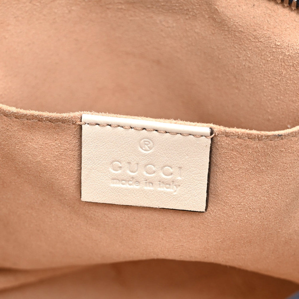 Vintage Effect Calfskin Matelasse Diagonal Small Torchon GG Marmont Chain Shoulder Bag Blue Agata Mystic White