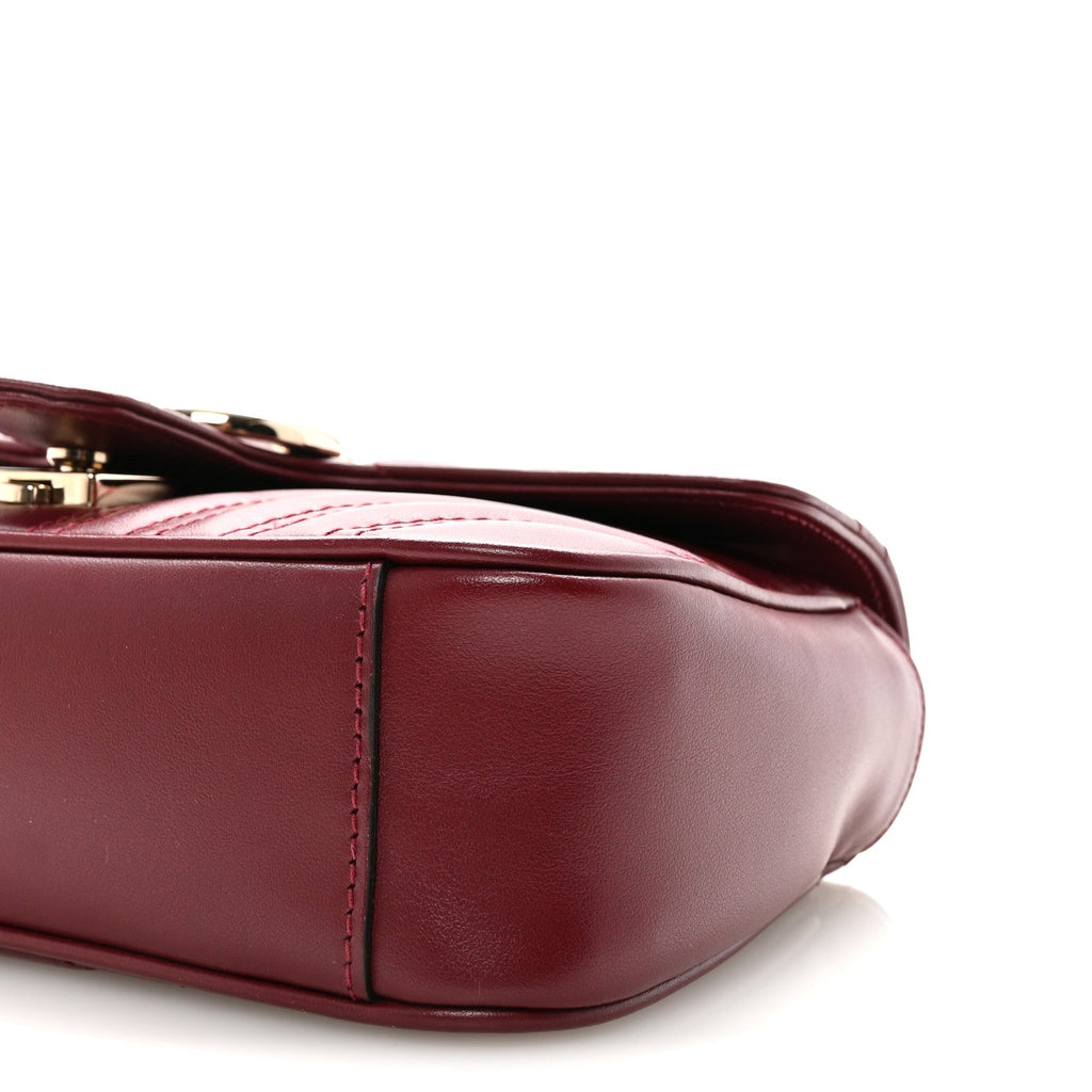 Calfskin Matelasse Small GG Marmont Shoulder Bag  Rosso Ancora