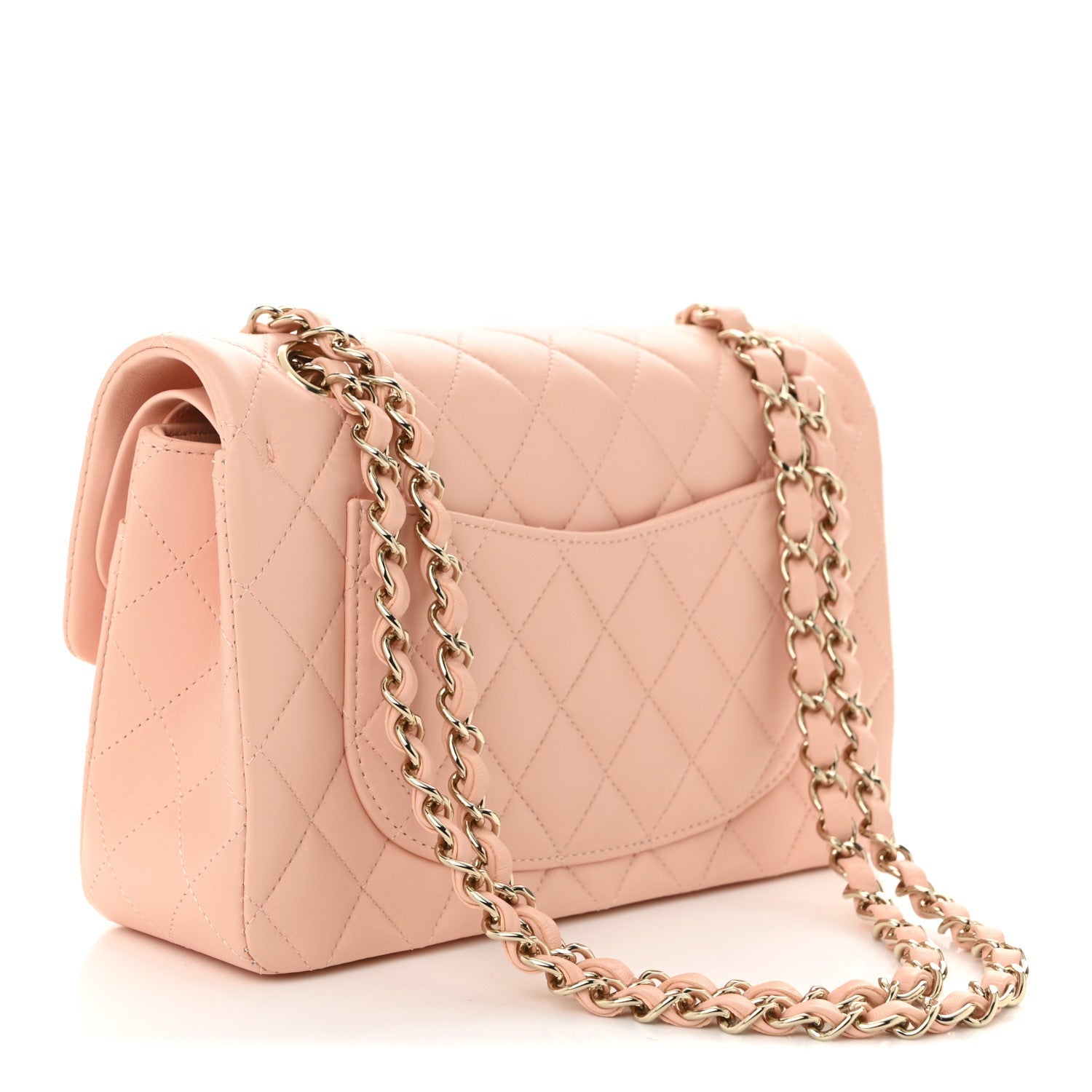 Lambskin Quilted Small Double Flap Light Orange