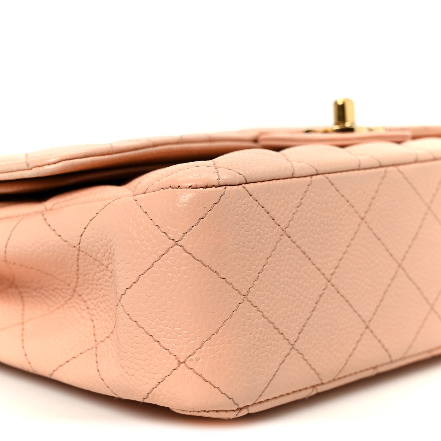 Caviar Quilted Medium Double Flap Light Pink