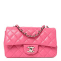 Lambskin Quilted Mini Rectangular Flap Pink