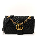 Calfskin Matelasse Small GG Marmont Shoulder Bag Black