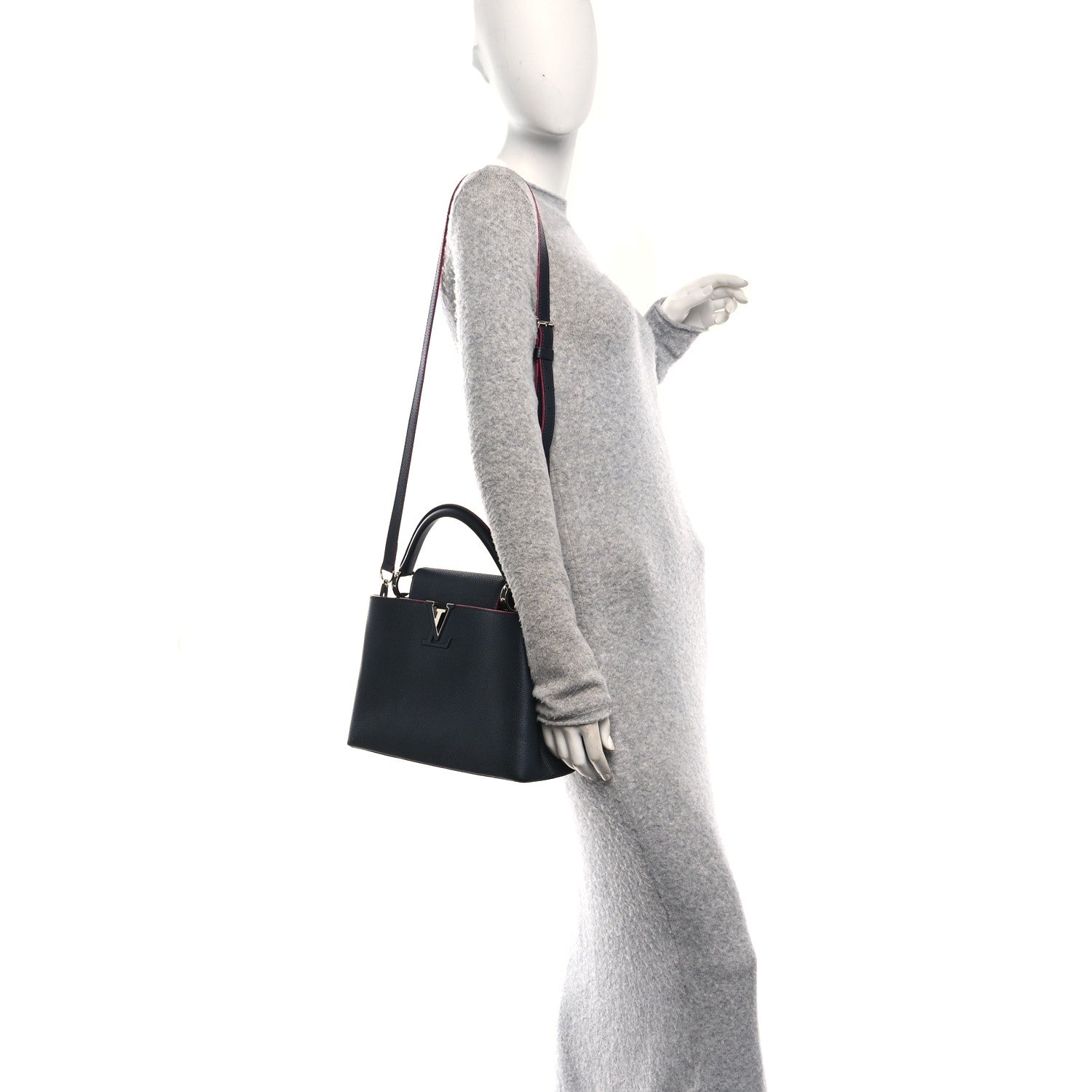 Taurillon Capucines PM Black Fuchsia