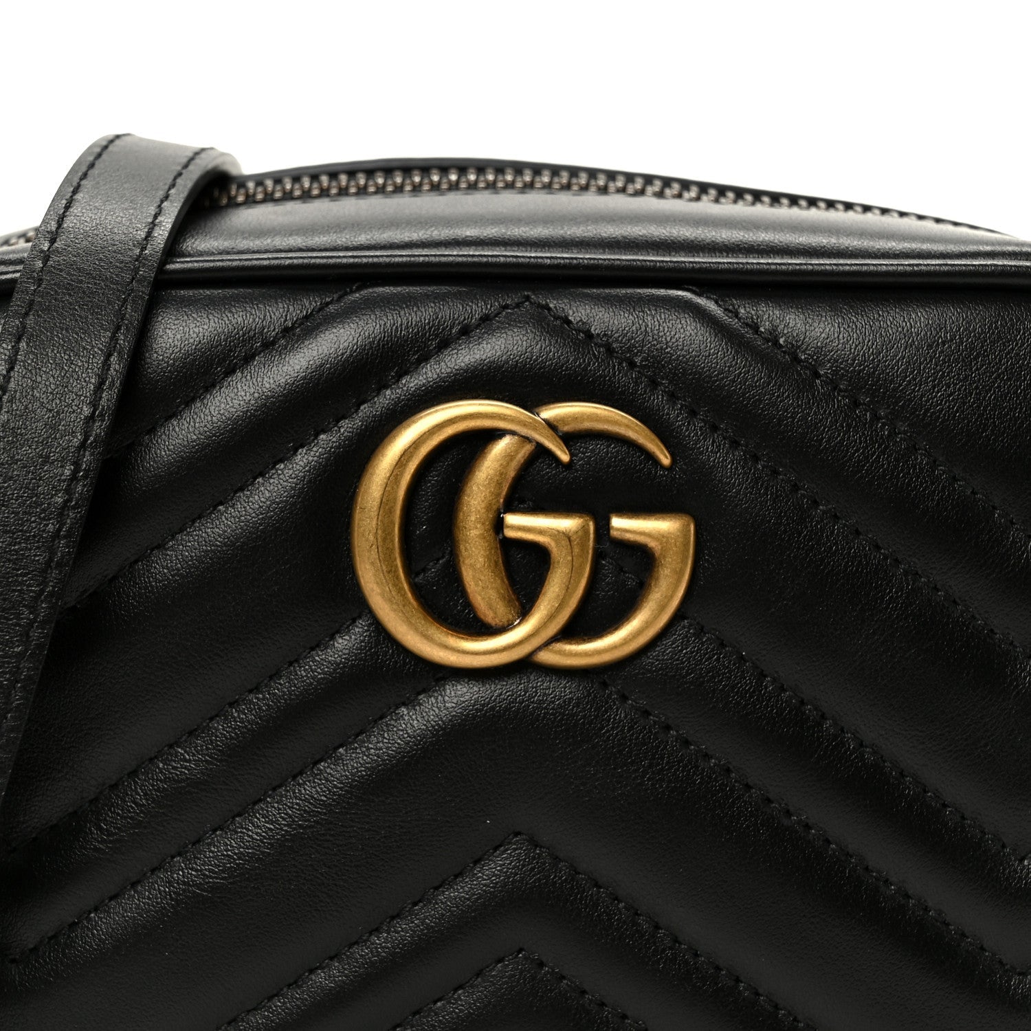 Calfskin Matelasse Mini GG Marmont Chain Shoulder Bag Black