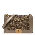 Metallic Lambskin Medium Scaled Boy Flap Gold