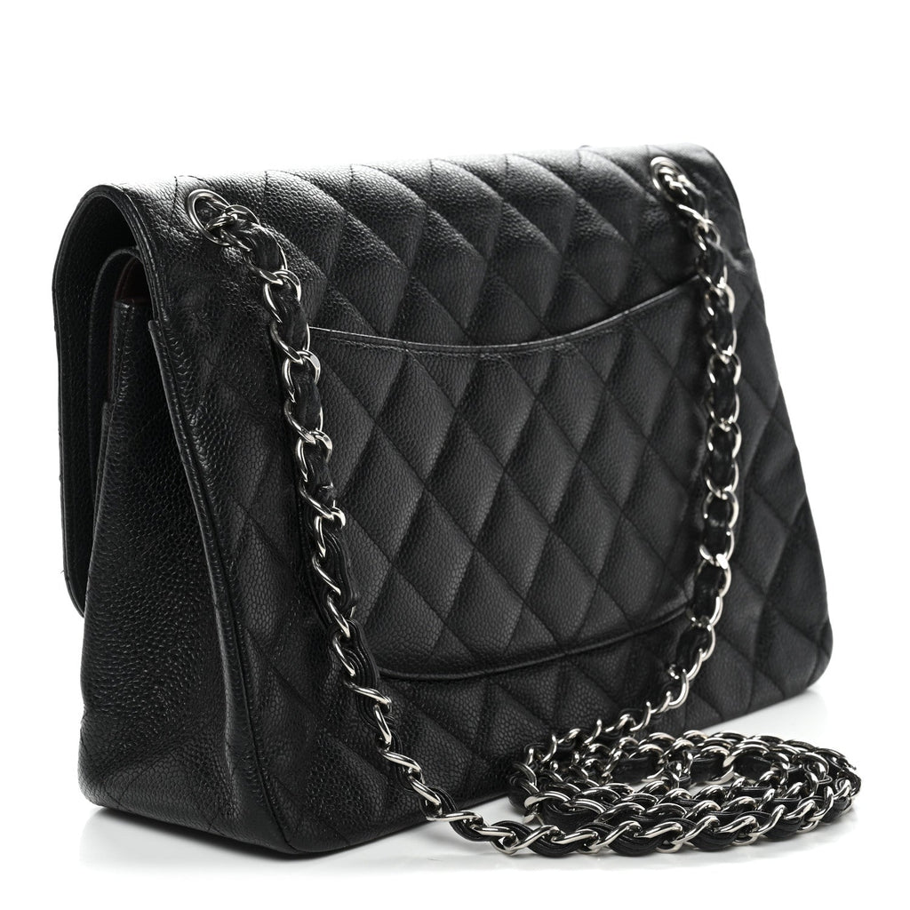 Caviar Quilted Jumbo Double Flap Black