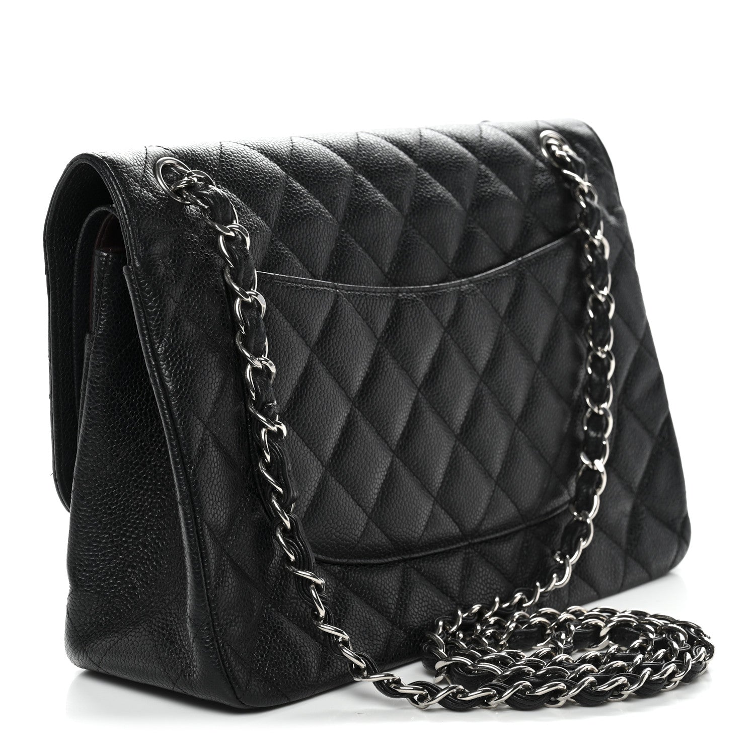 Caviar Quilted Jumbo Double Flap Black