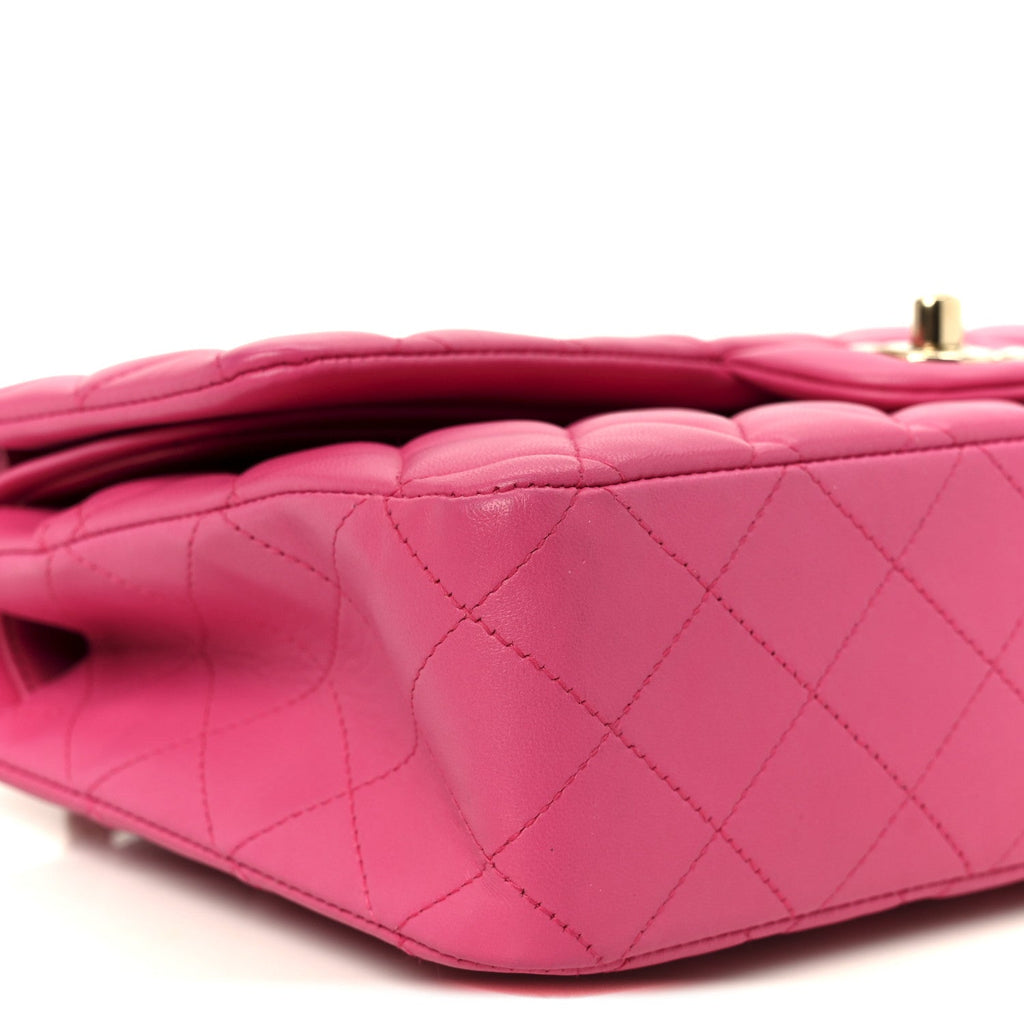 Lambskin Quilted Medium Double Flap Pink
