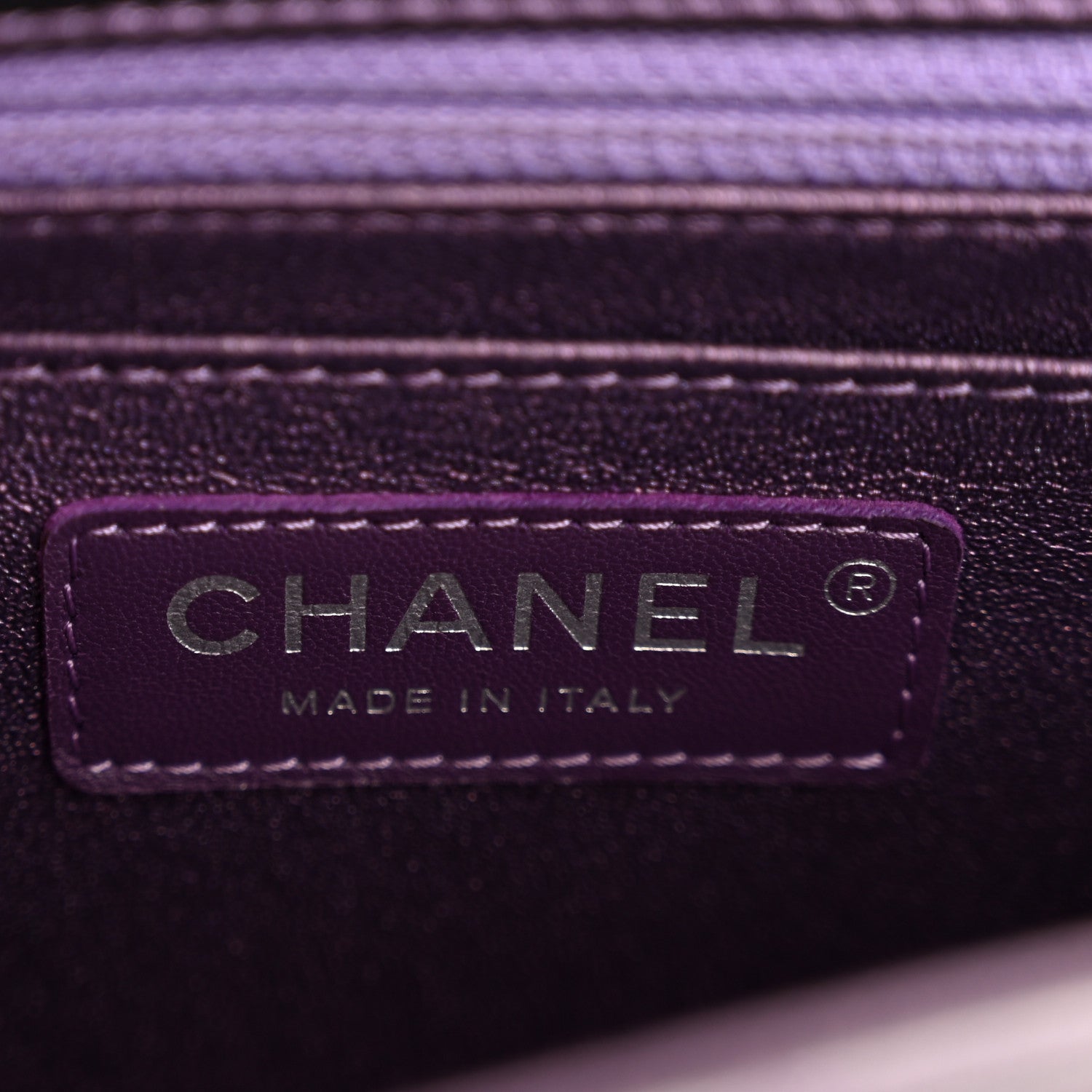 Iridescent Lambskin Quilted Mini Square Flap Dark Purple