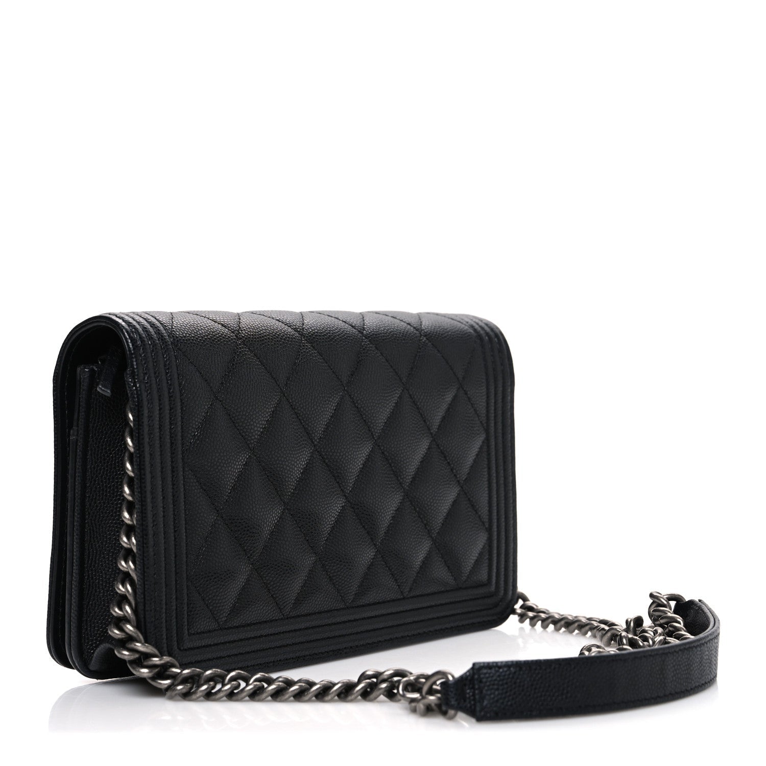 Caviar Quilted Boy Wallet On Chain WOC Black