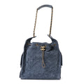 Suede Quilted Medium Chanel 25 Handbag Blue