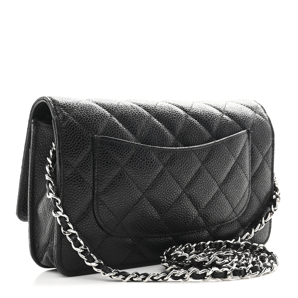 Caviar Quilted Wallet on Chain WOC Black