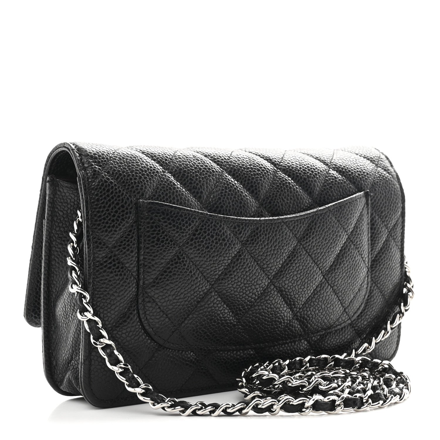 Caviar Quilted Wallet on Chain WOC Black