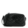Calfskin Matelasse Monochrome Small GG Marmont Chain Shoulder Bag Black