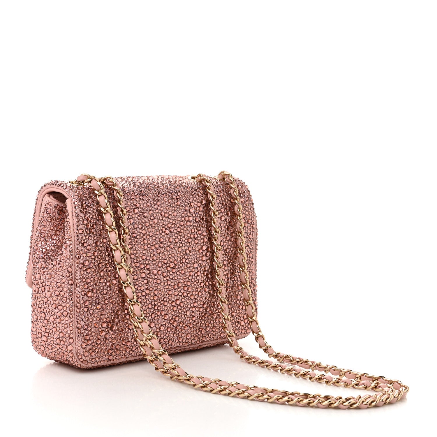 Lambskin Crystal Diamante Small Flap Light Pink