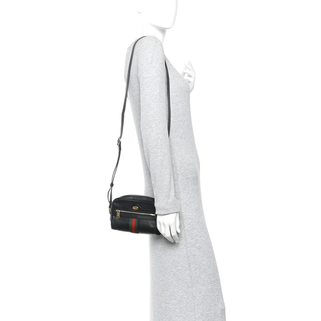 Calfskin Web Mini Ophidia Shoulder Bag Black