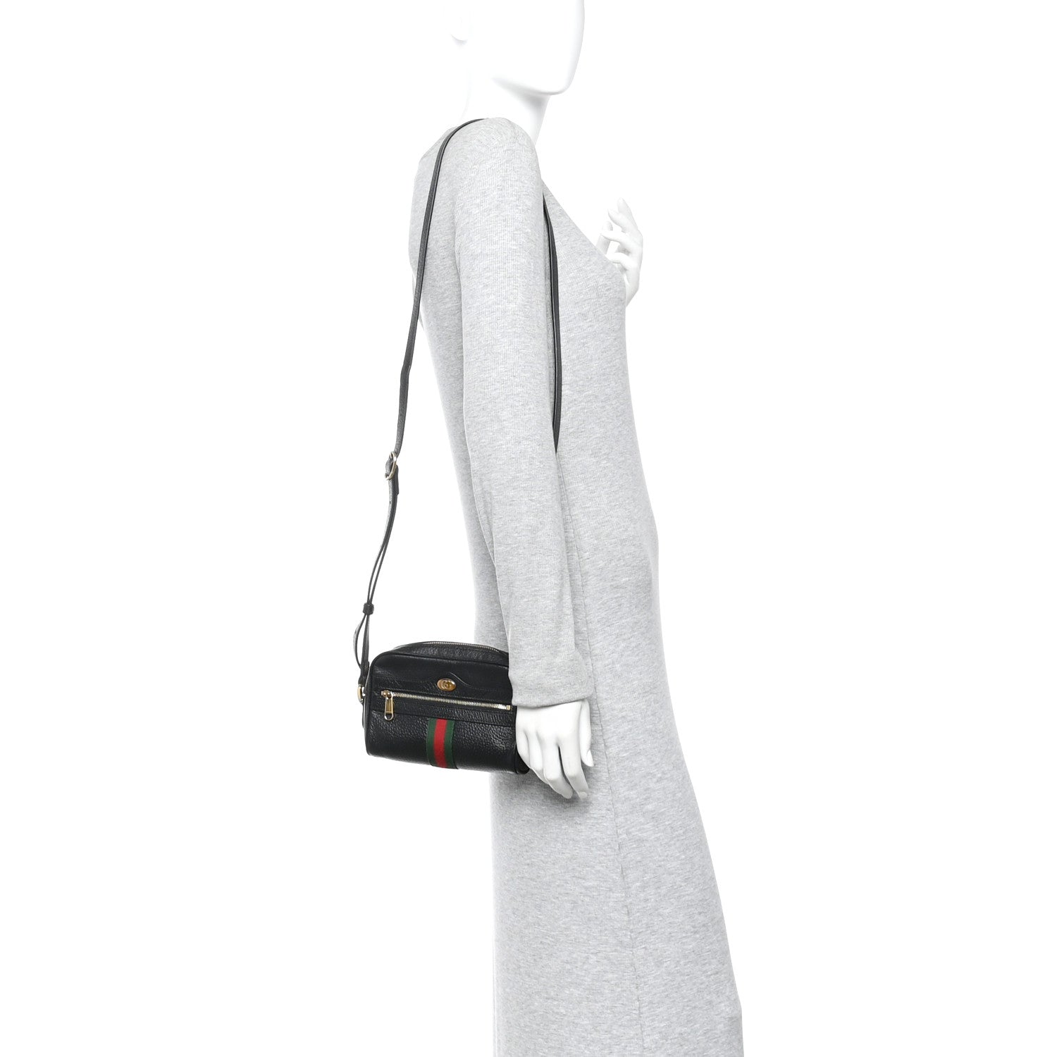 Calfskin Web Mini Ophidia Shoulder Bag Black