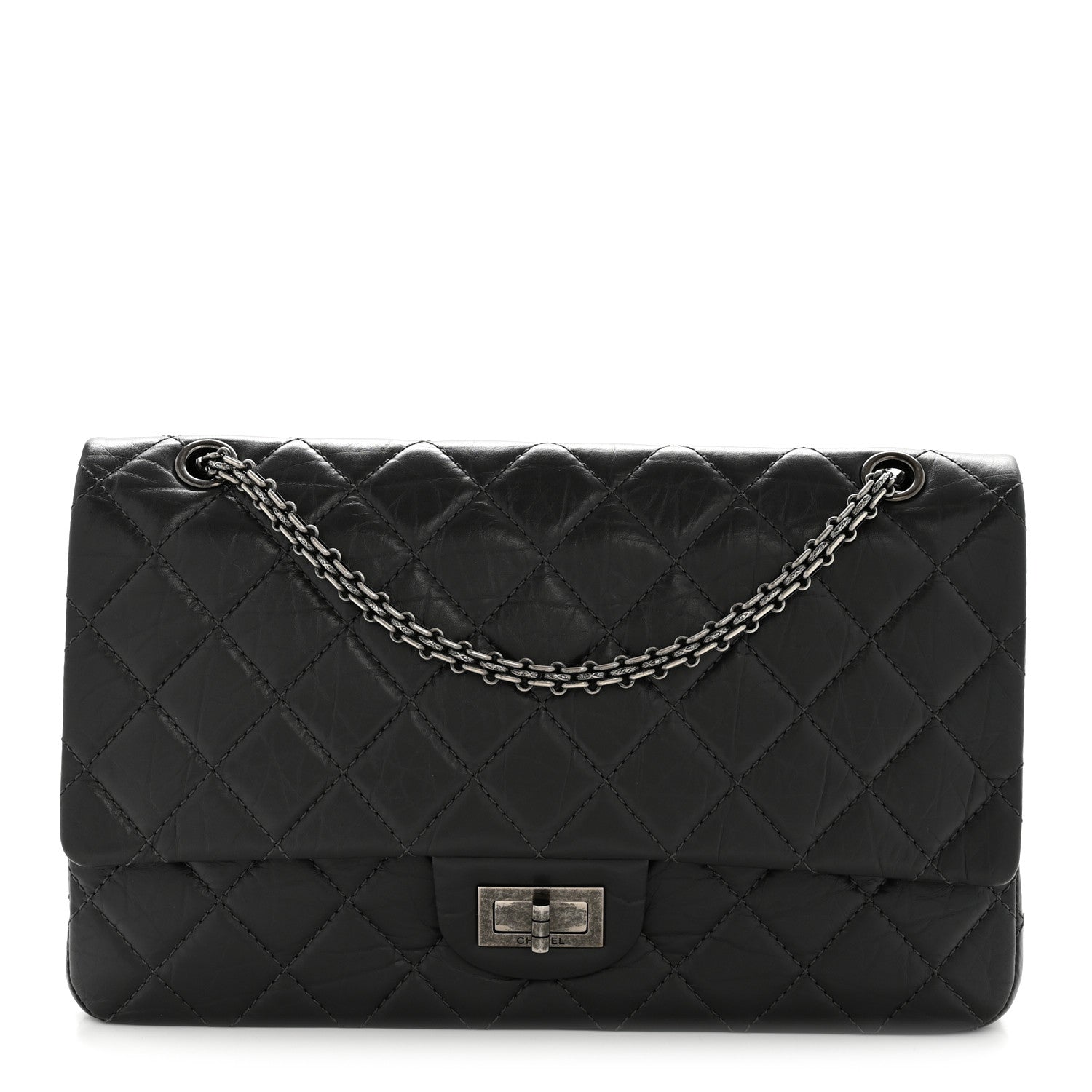 Aged Calfskin Quilted 2.55 Reissue 227 Flap Dark Grey