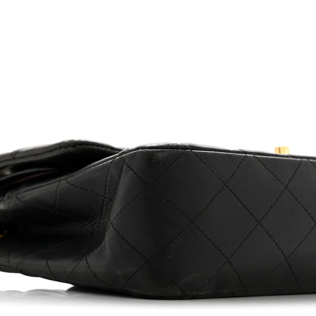 Lambskin Quilted Medium Double Flap Black