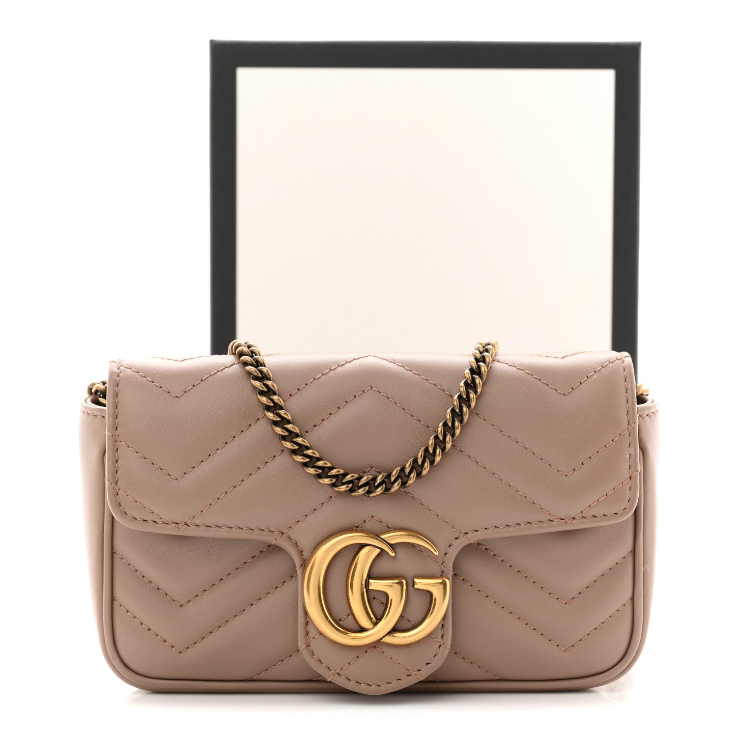 Calfskin Matelasse Super Mini GG Marmont Shoulder Bag Porcelain Rose