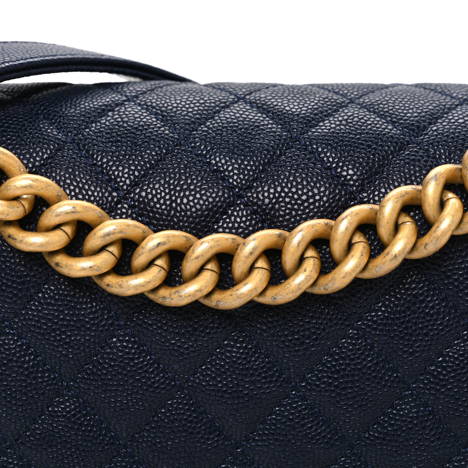 Caviar Quilted Medium Boy Flap Navy