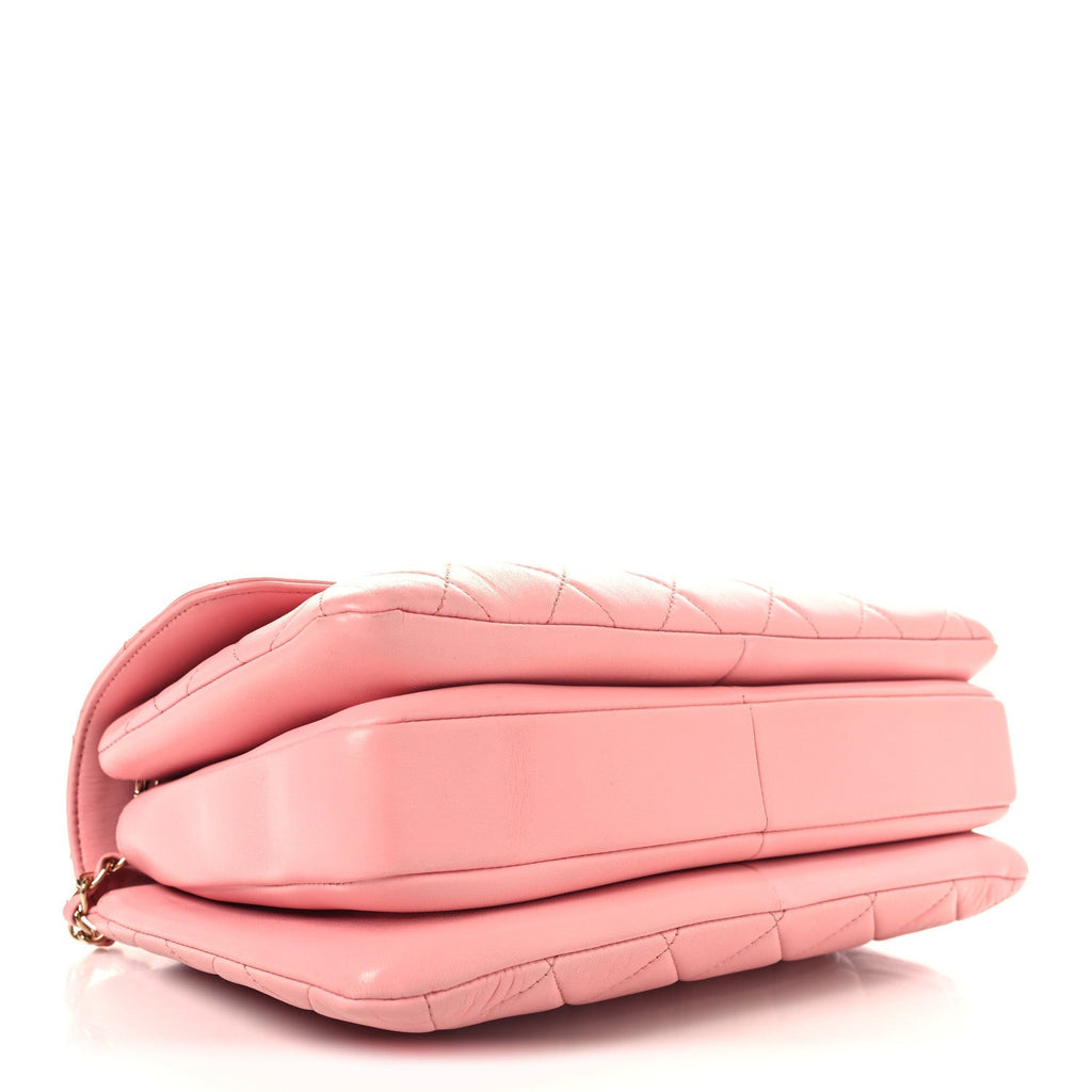 Lambskin Quilted Medium Trendy CC Flap Dual Handle Bag Pink