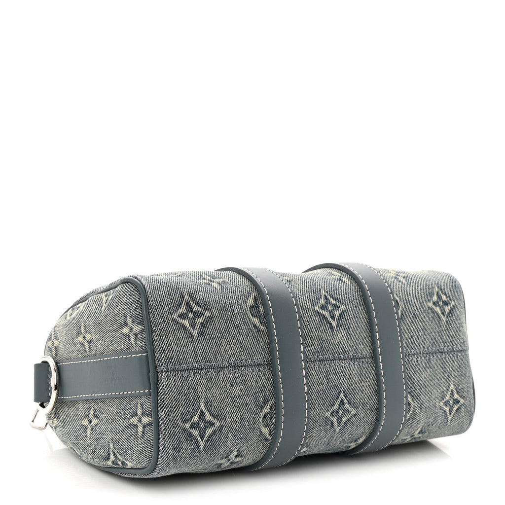 Monogram Washed Denim Keepall Bandouliere 25