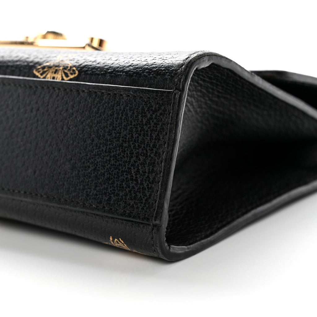 Grained Calfskin Bee Star Small Padlock Shoulder Bag Black