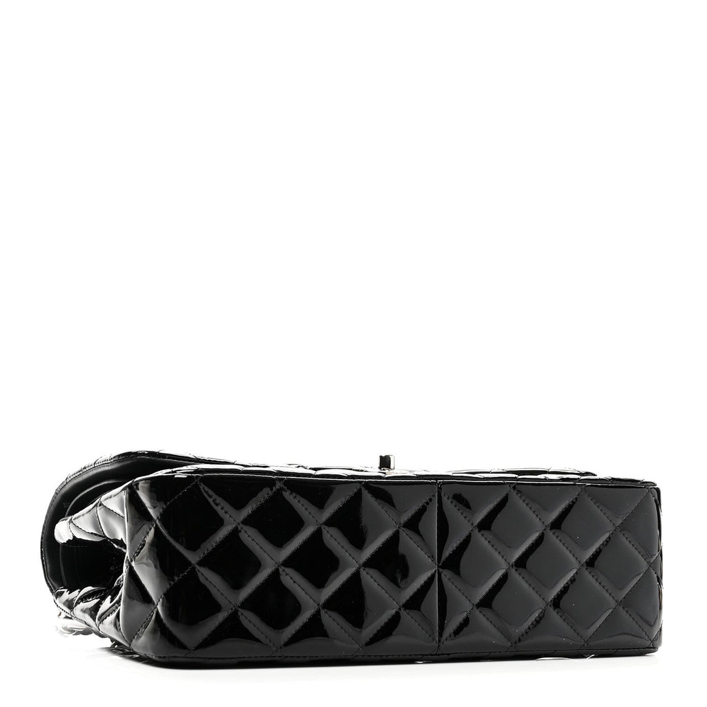 Patent Quilted Jumbo Double Flap Black