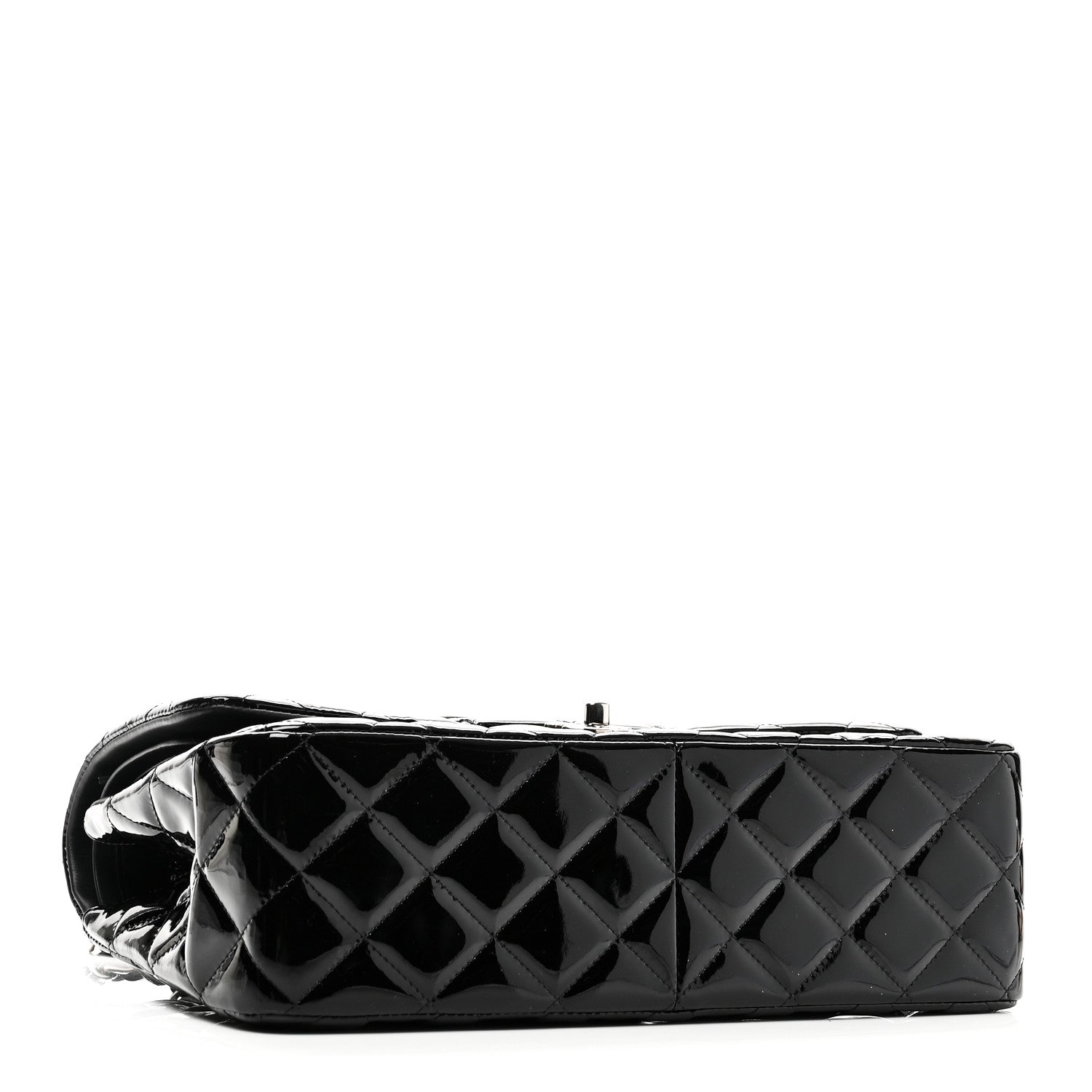 Patent Quilted Jumbo Double Flap Black