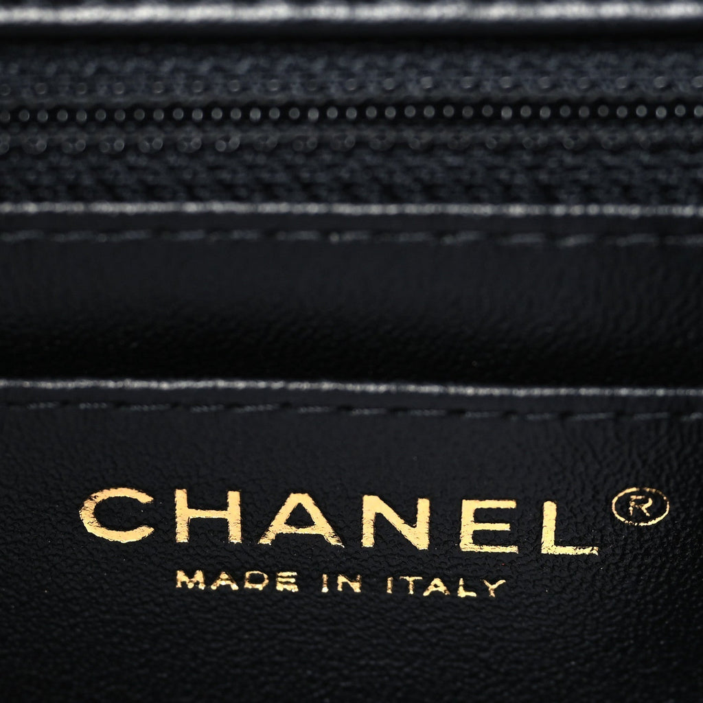 Lambskin Quilted Mini Rectangular Flap Black