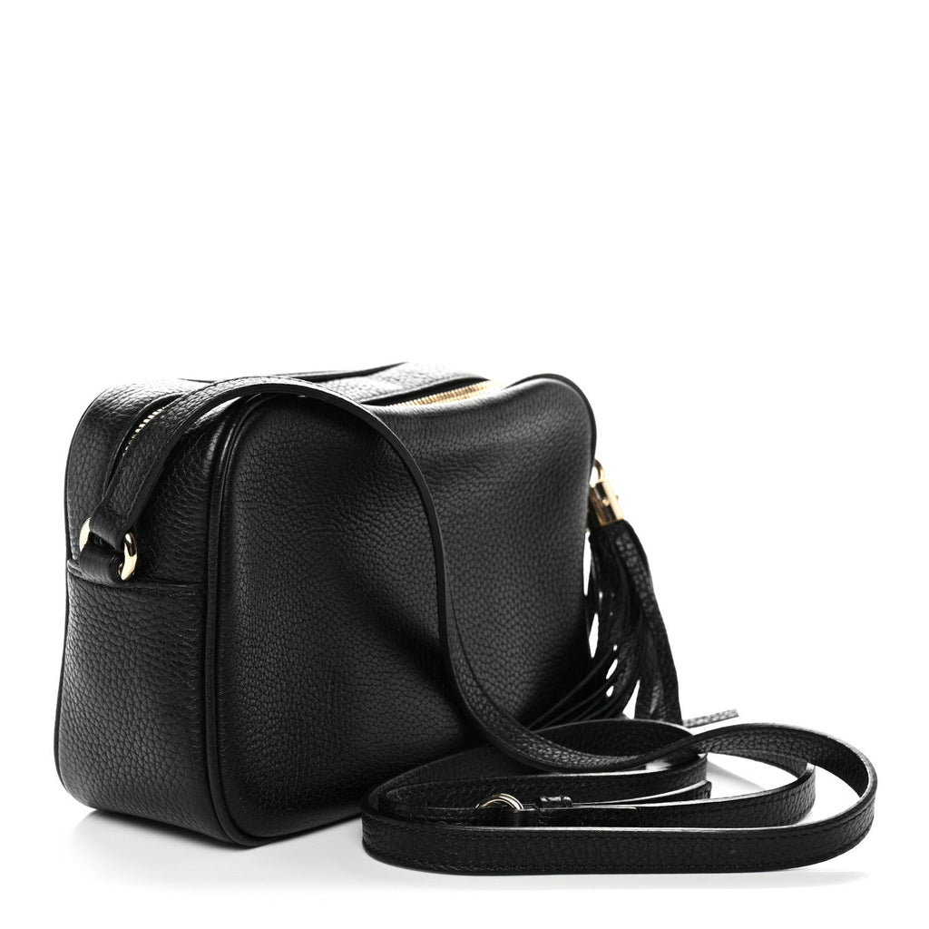 Pebbled Calfskin Small Soho Disco Bag Black