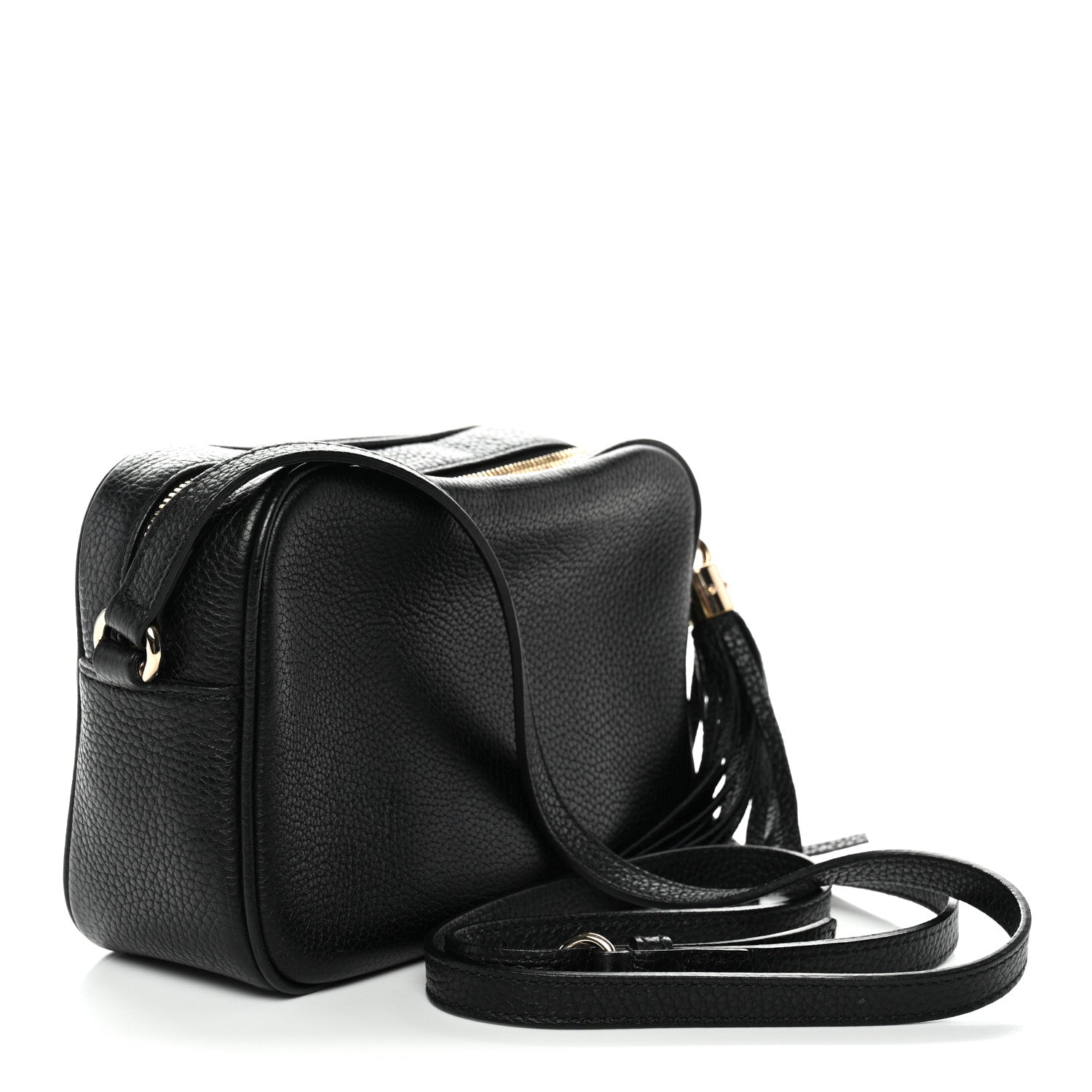 Pebbled Calfskin Small Soho Disco Bag Black