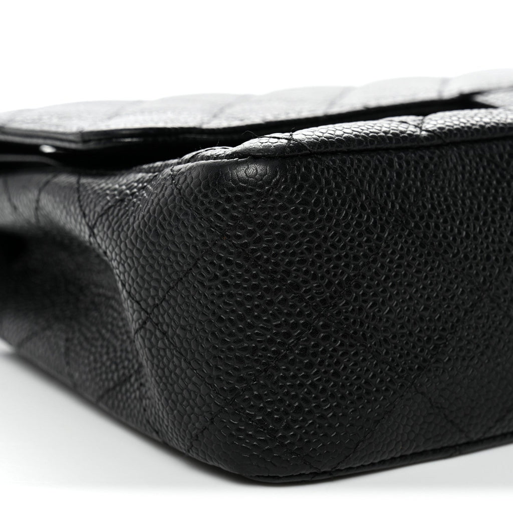 Caviar Quilted Medium Double Flap Black