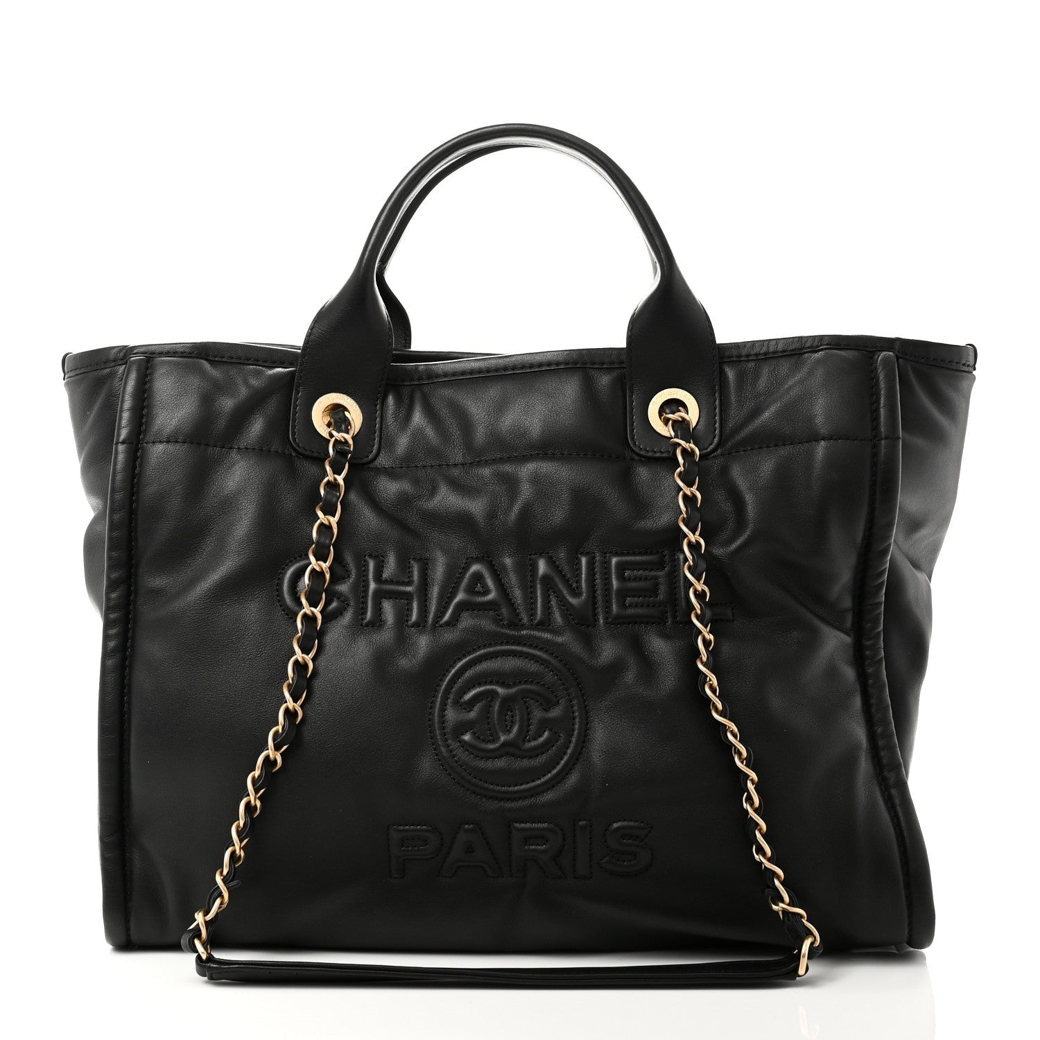 Calfskin Small Deauville Tote Black