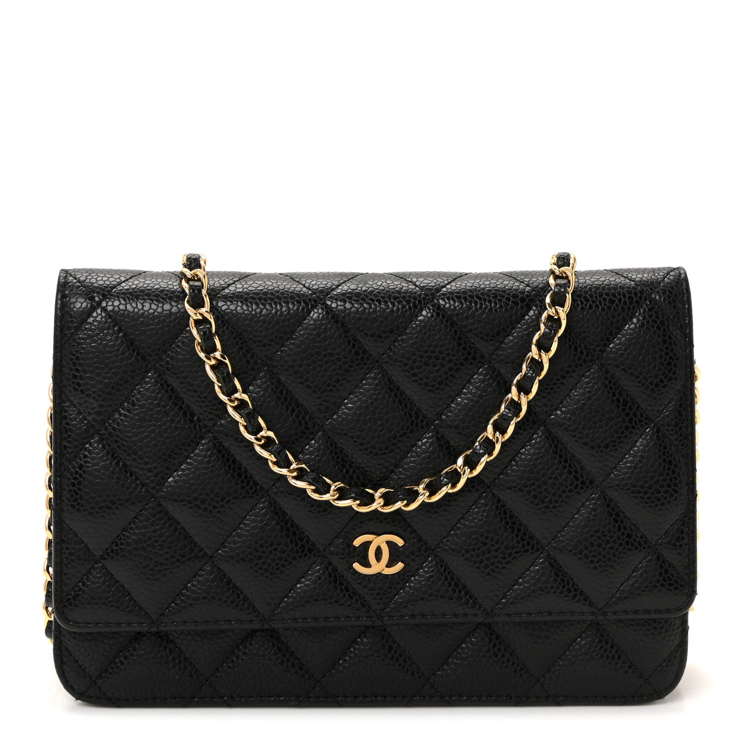 Caviar Quilted Wallet on Chain WOC Black